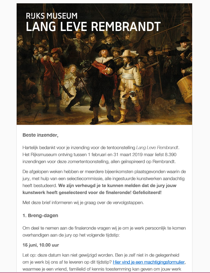 email Rembrandt finaleronde Natacha Hulsebosch